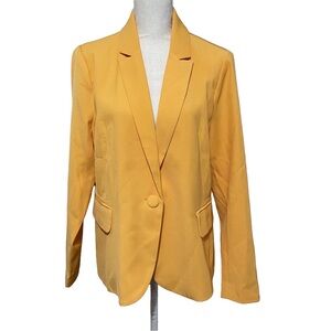Sunny Yellow Tailored Blazer with Notched Lapels Size XL